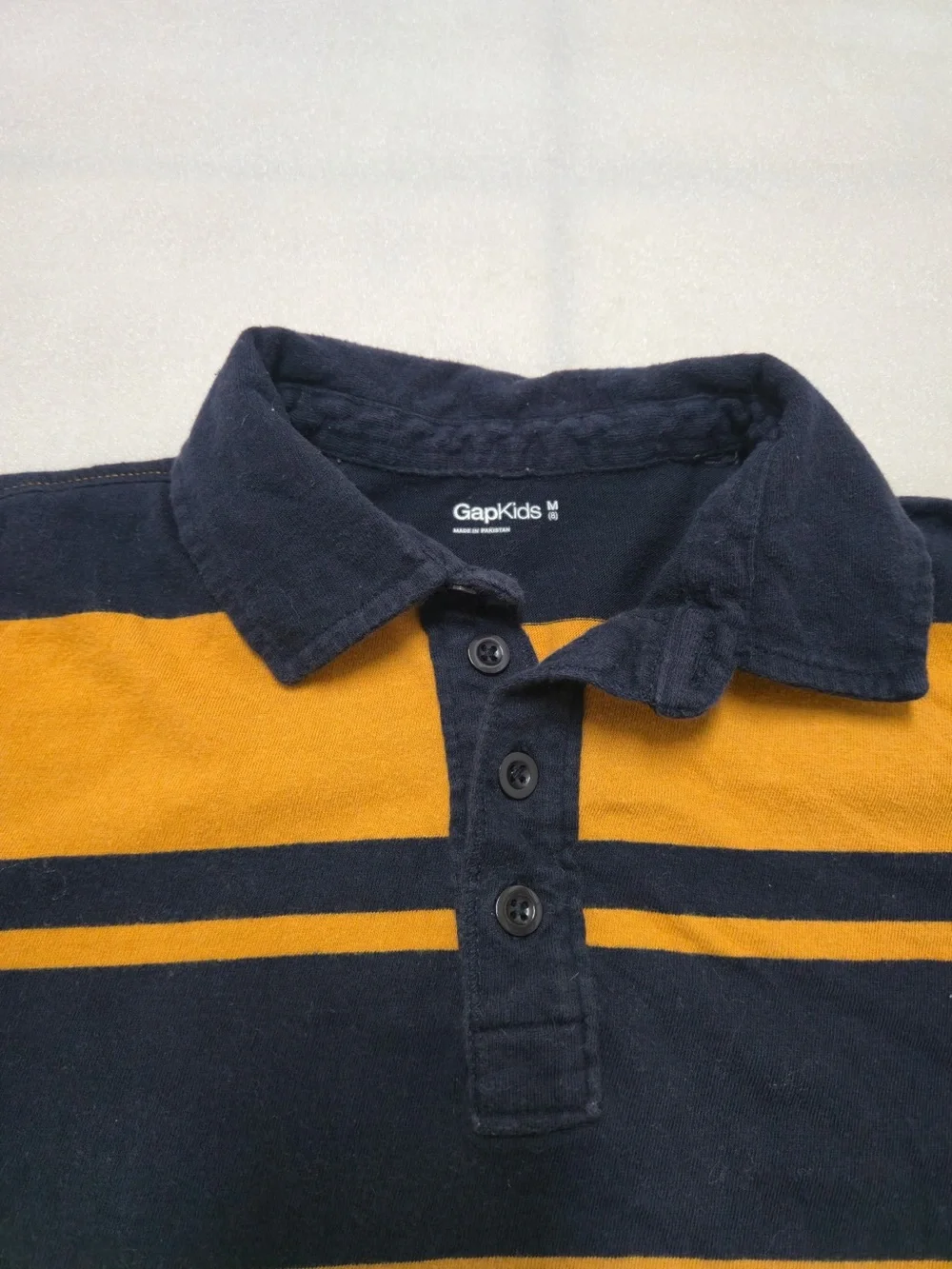 Gap kids Collar Tee Stripe Yellow Navy Size M (8)